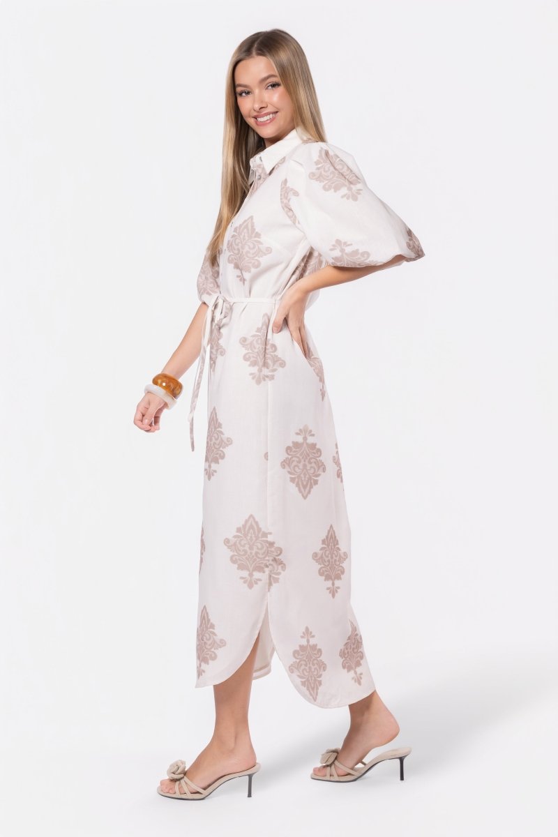 Lorelai Dress (Beige) - Glamourous Grace