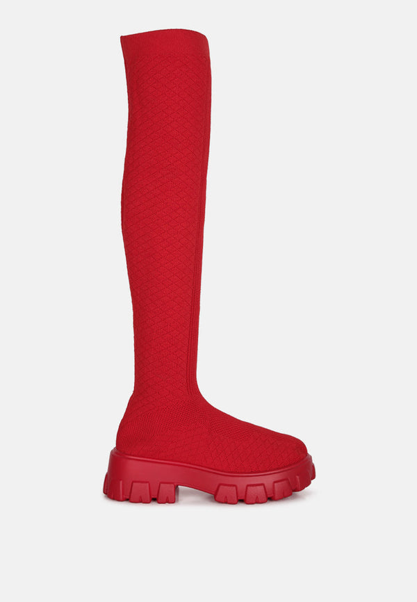 Loro Stretch Knit Knee High Boots - Glamourous Grace