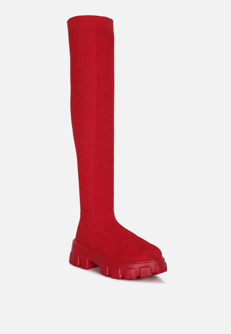 Loro Stretch Knit Knee High Boots - Glamourous Grace