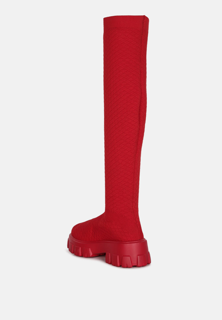 Loro Stretch Knit Knee High Boots - Glamourous Grace