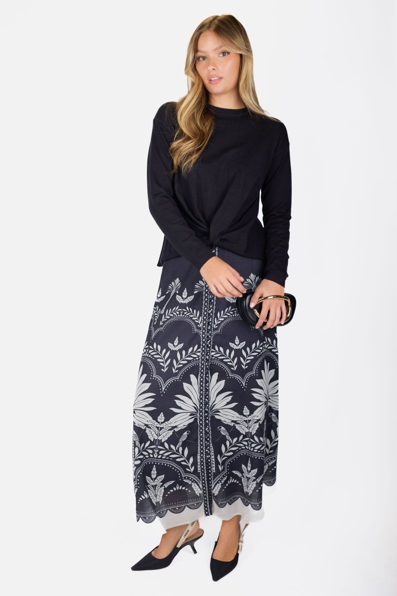 Lottie Skirt (Beige/Black) - Glamourous Grace