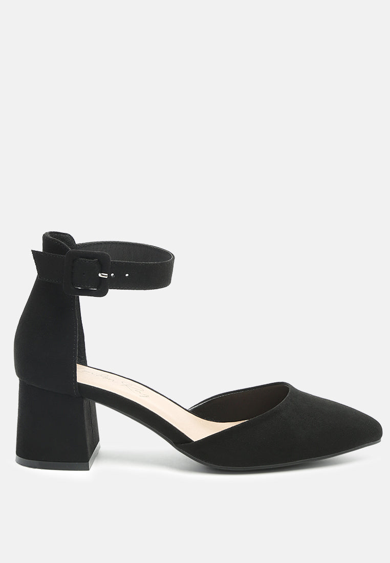 Nymph Low Block Heel Micro Suede Sandals - Glamourous Grace