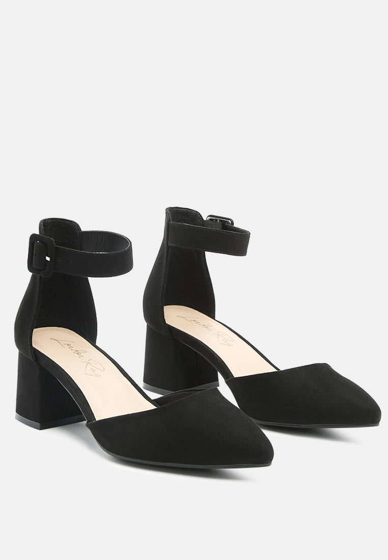 Nymph Low Block Heel Micro Suede Sandals - Glamourous Grace