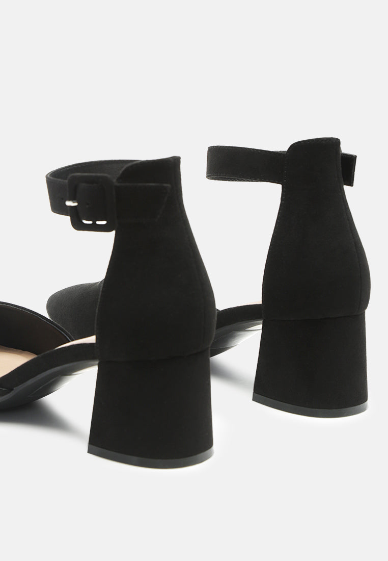 Nymph Low Block Heel Micro Suede Sandals - Glamourous Grace