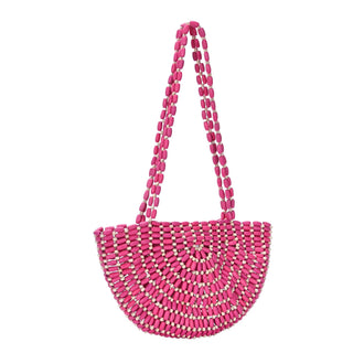 Luna's Wooden Beaded Crescent Shoulder Bag