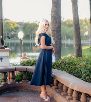 Navy Off-Shoulder Dress, Greta