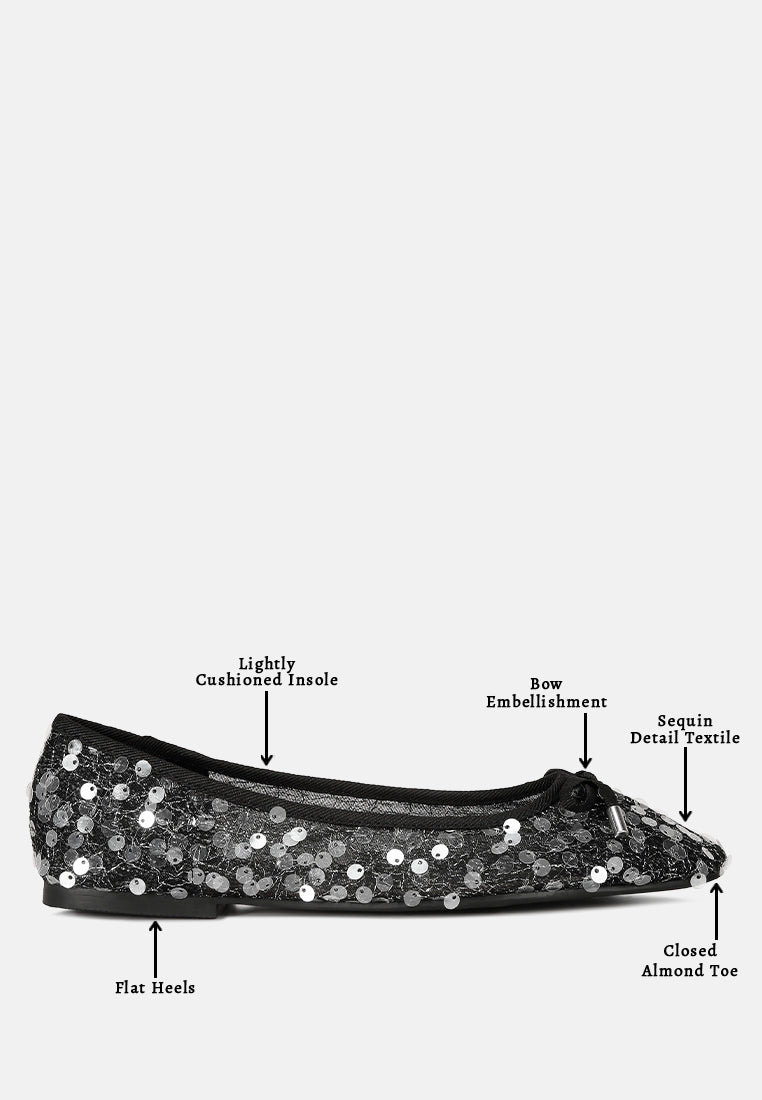 Lysander Sequin Embellished Sheer Ballet Flats - Glamourous Grace