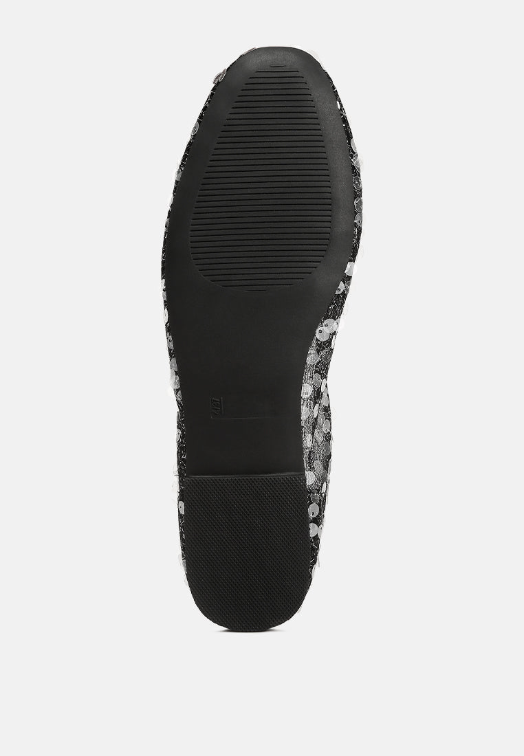 Lysander Sequin Embellished Sheer Ballet Flats - Glamourous Grace