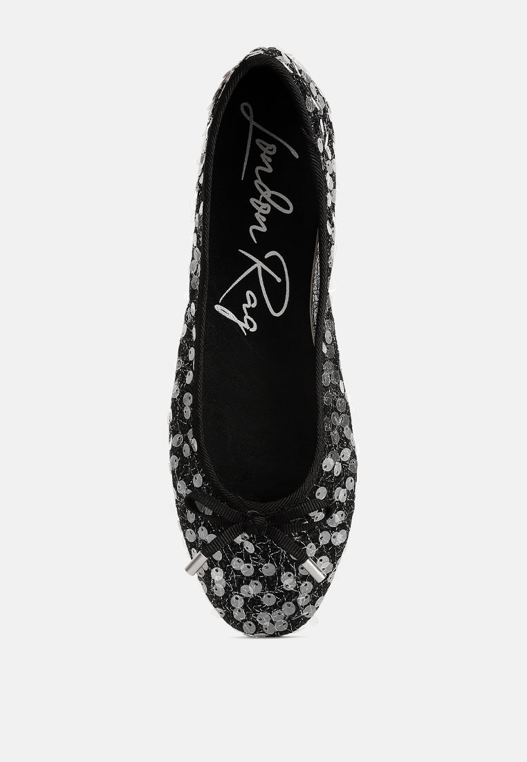 Lysander Sequin Embellished Sheer Ballet Flats - Glamourous Grace