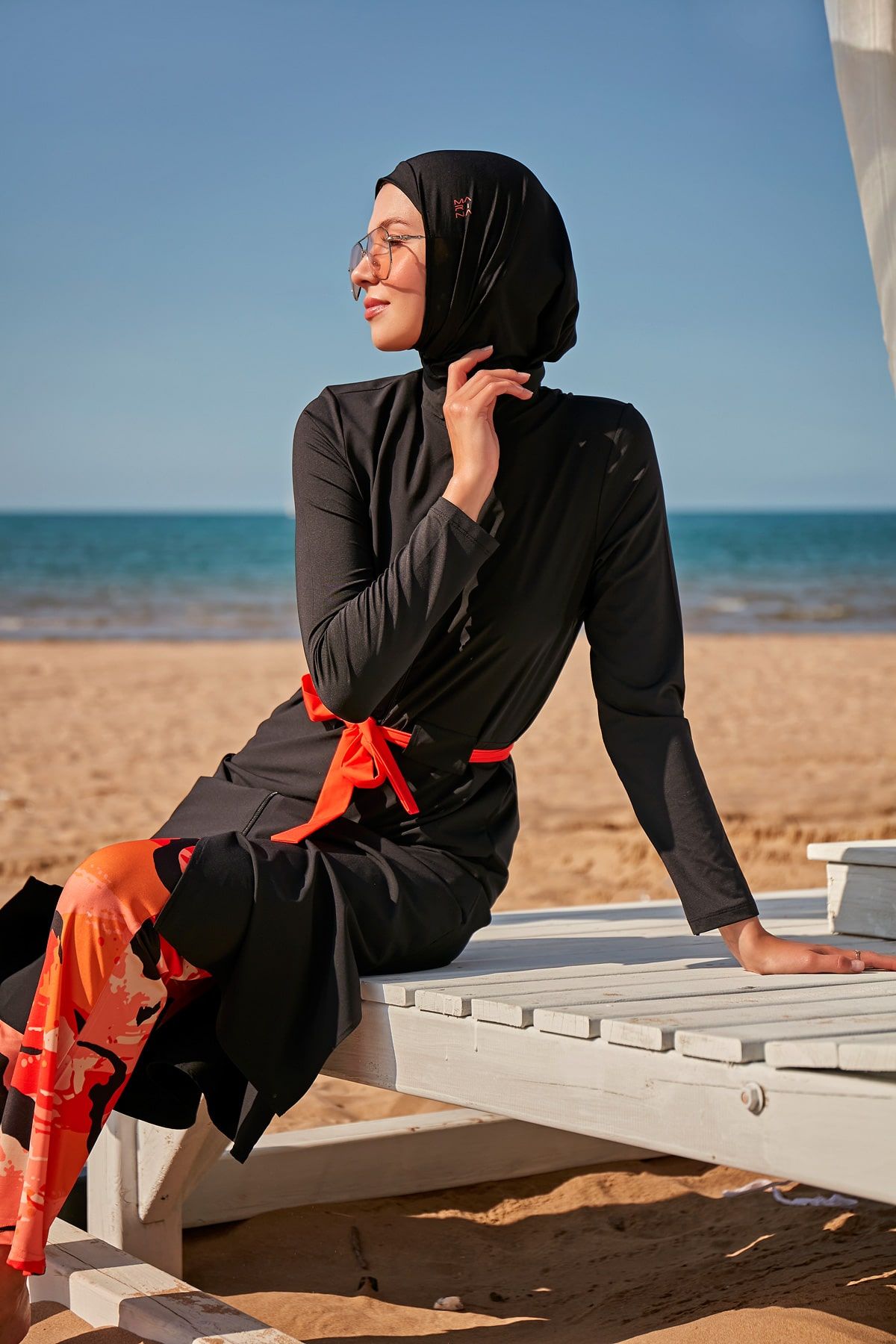 Woven Black Burkini Modest Swimwear M2311 - Glamourous Grace