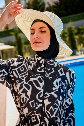 Patterned Full Coverage Modest Swimsuit R2303 - Glamourous Grace