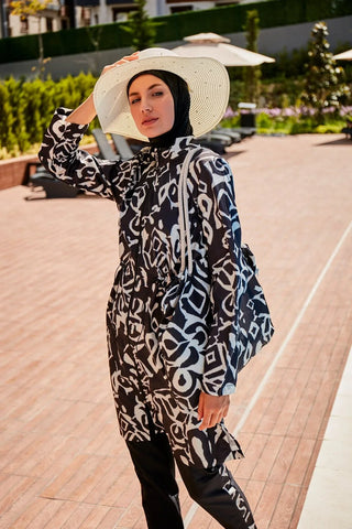 Patterned Full Coverage Modest Swimsuit R2303 - Glamourous Grace