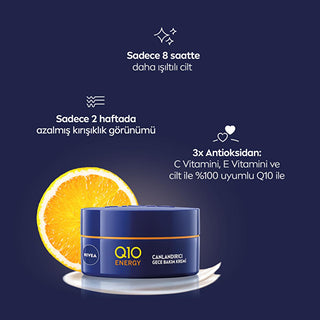 Nivea Q10 Energy Night Cream with Vitamin C - Anti-Aging, Moisturizing Night Care for All Skin Types - Glamourous Grace