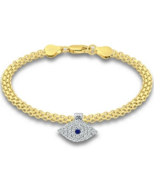 Giani Bernini Cubic Zirconia Evil Eye Charm Bismark Chain Bracelet - Glamourous Grace