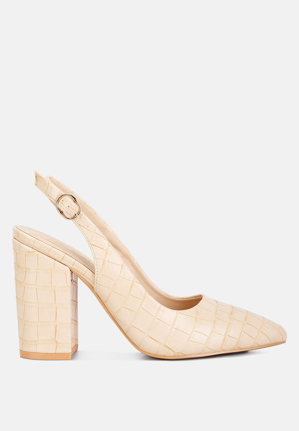 Macha Croctexture Sling Back Heels - Glamourous Grace