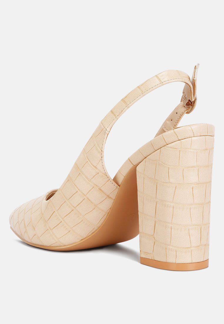 Macha Croctexture Sling Back Heels - Glamourous Grace