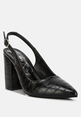 Macha Croctexture Sling Back Heels