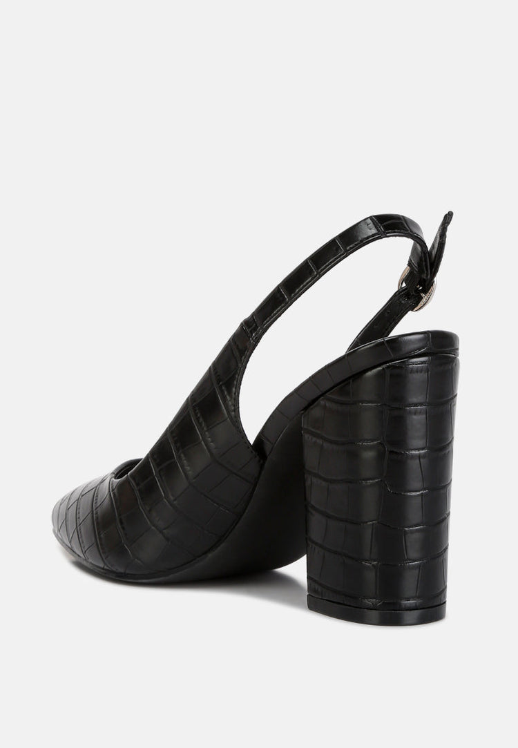Macha Croctexture Sling Back Heels
