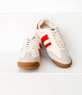 Madrid Sneaker in Beige/Red - Glamourous Grace