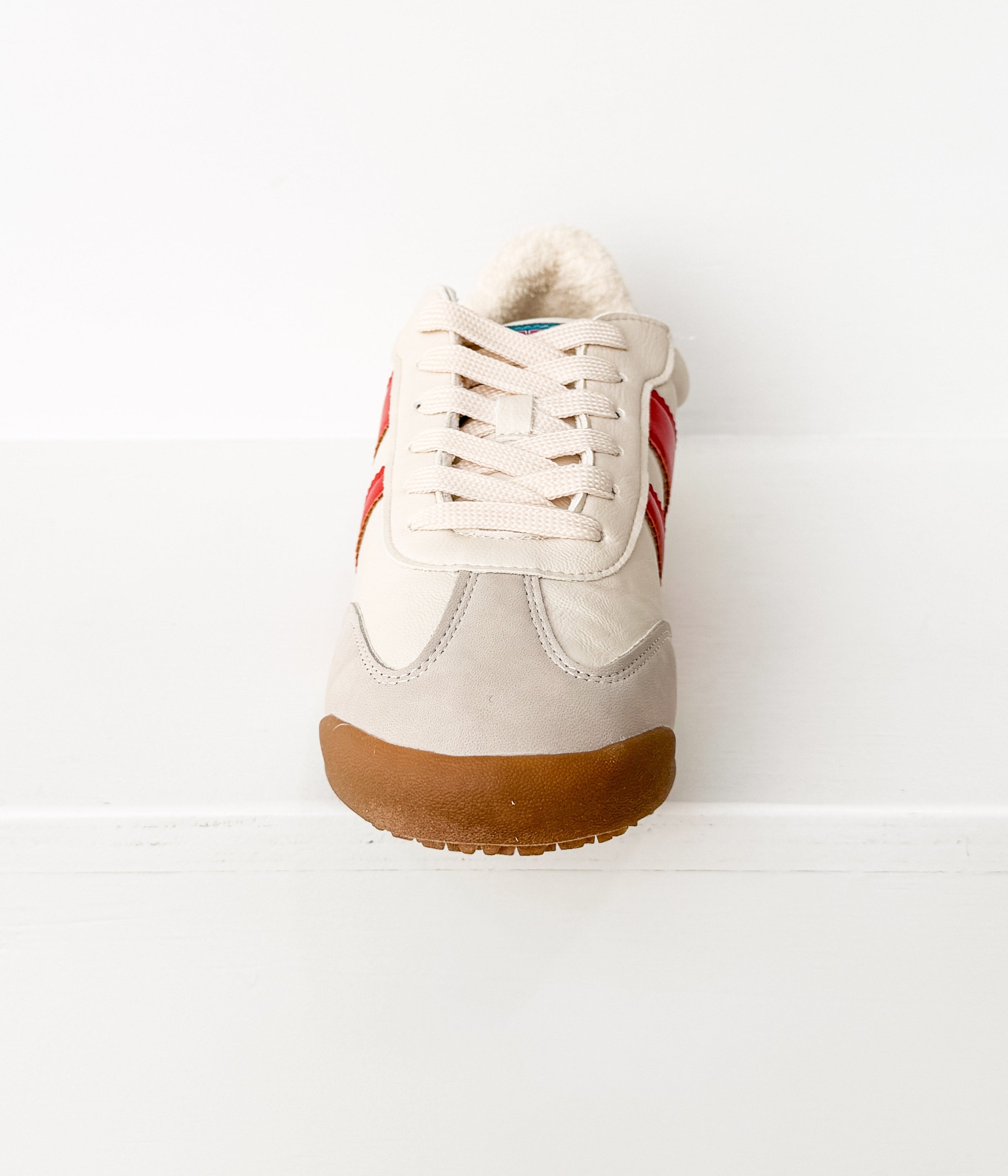 Madrid Sneaker in Beige/Red - Glamourous Grace