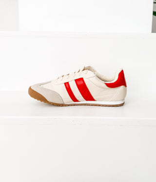 Madrid Sneaker in Beige/Red - Glamourous Grace