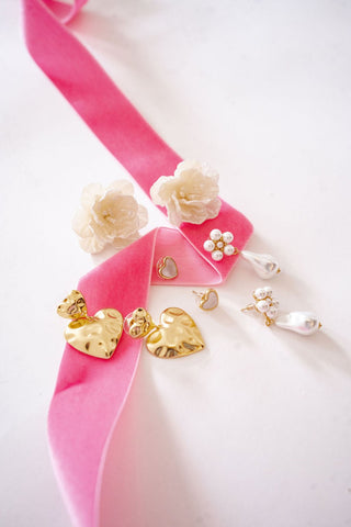 Martha - Heart Mother of pearl stud earring - 18k gold plated-Darby Clark Collection - Glamourous Grace
