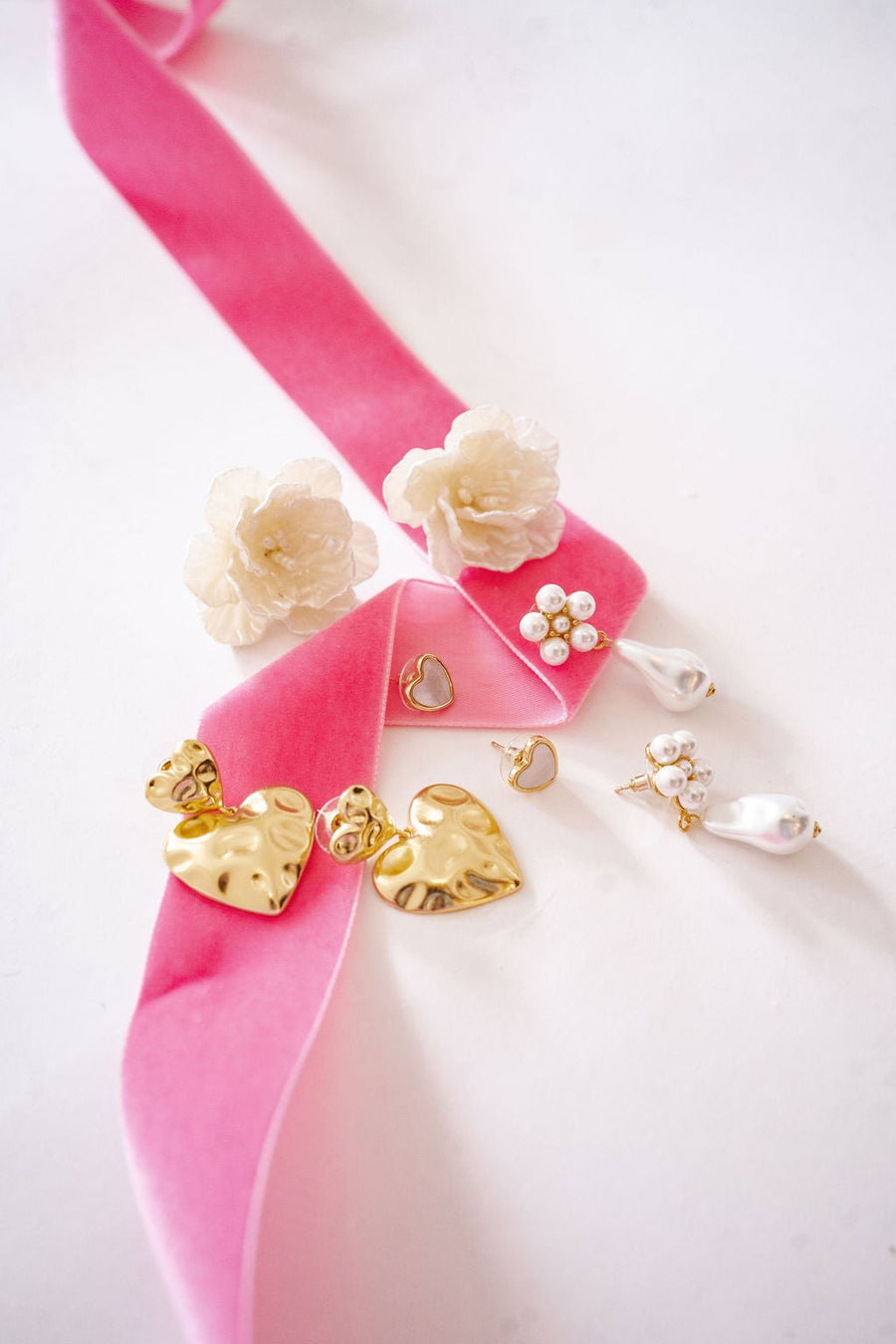 Martha - Heart Mother of pearl stud earring - 18k gold plated-Darby Clark Collection - Glamourous Grace