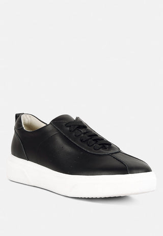 Magull Solid Lace Up Leather Sneakers