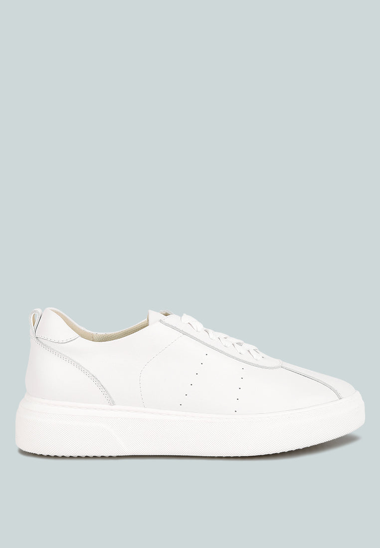 Magull Solid Lace Up Leather Sneakers - Glamourous Grace