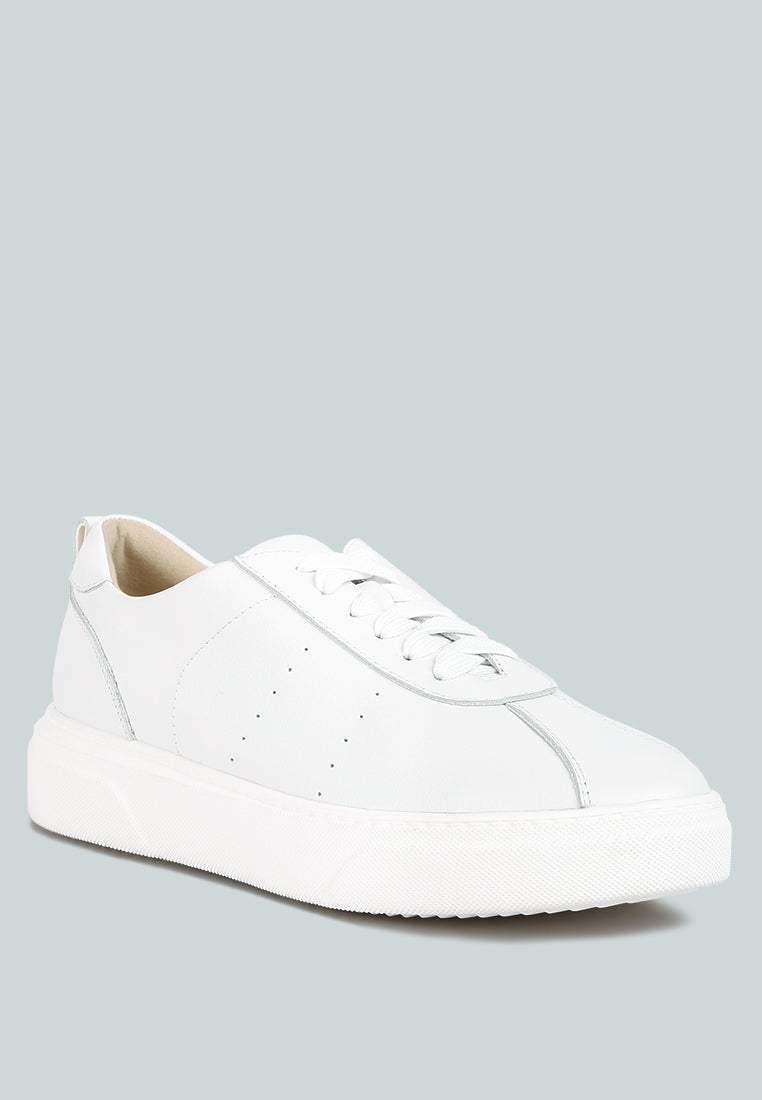 Magull Solid Lace Up Leather Sneakers - Glamourous Grace