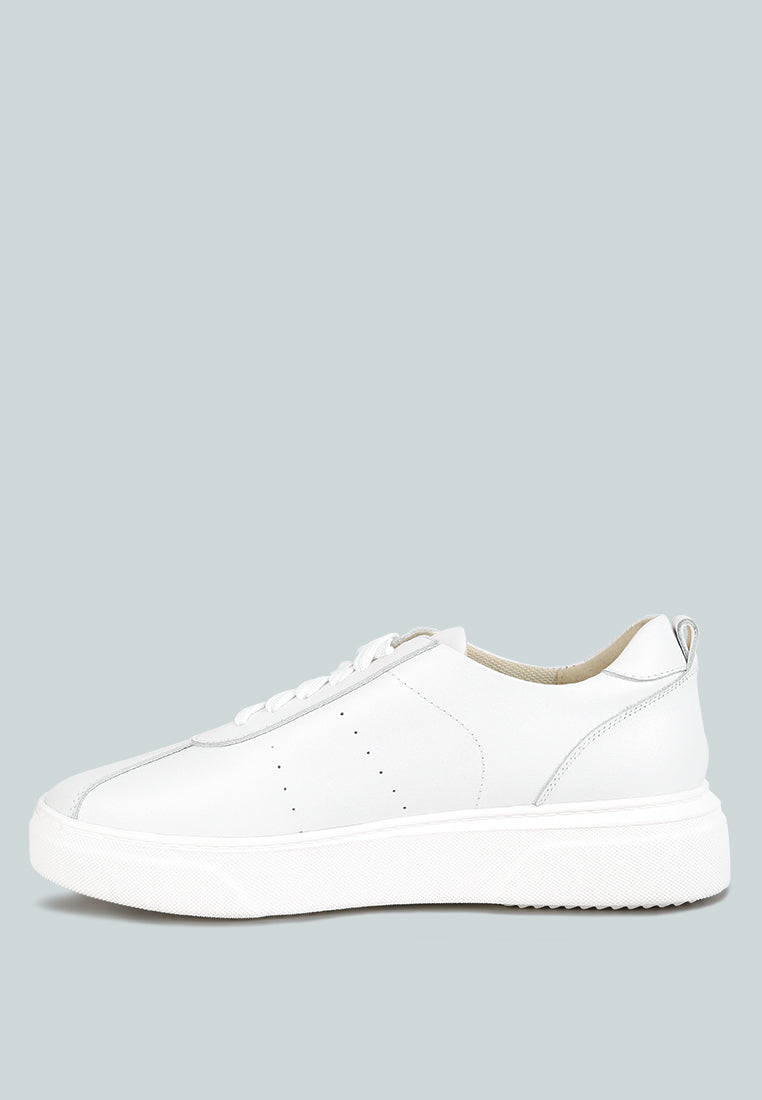 Magull Solid Lace Up Leather Sneakers - Glamourous Grace