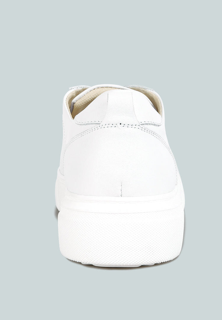 Magull Solid Lace Up Leather Sneakers