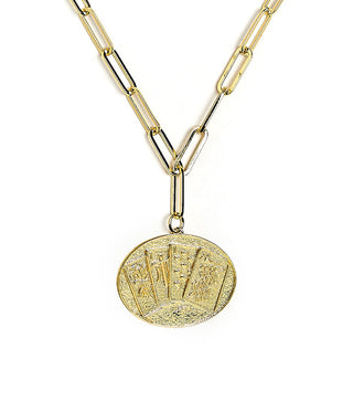 Mahjong Charm Tile Necklace- Paper Clip chain  - 18k Gold Plated - Glamourous Grace