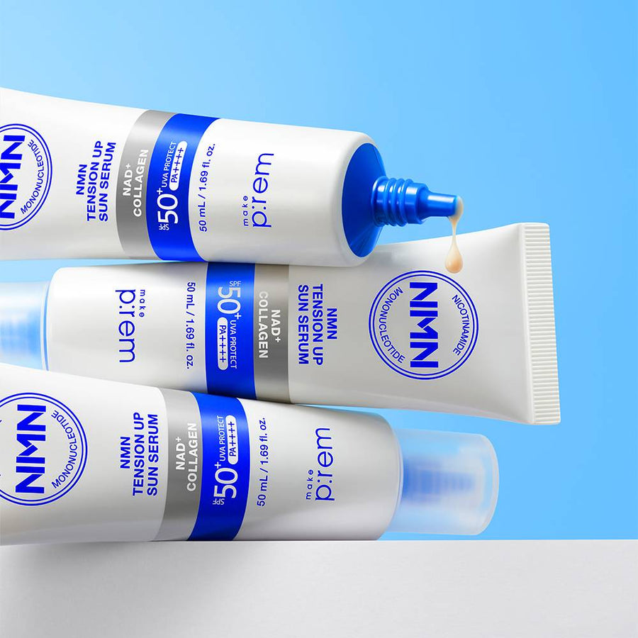 make p:rem NMN Tension Up Sun Serum SPF50+ PA++++ 50ml - Glamourous Grace