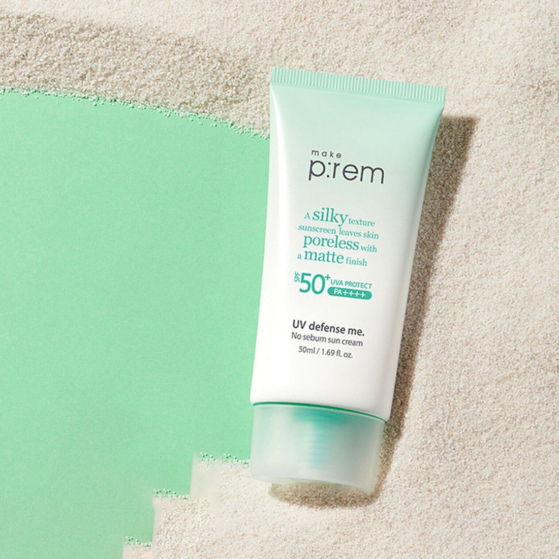 make p:rem UV Defense Me. No Sebum Sun Cream SPF50+ PA++++ 50ml - Glamourous Grace