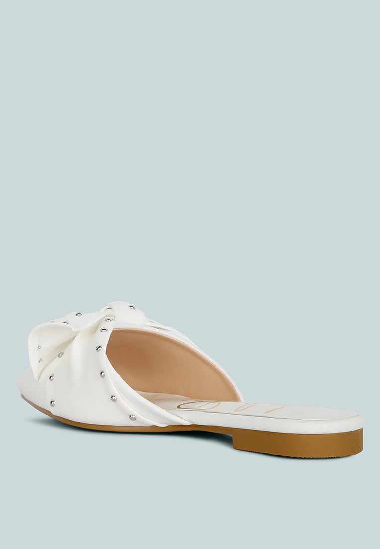 Makeover Studded Bow Flat Mules - Glamourous Grace