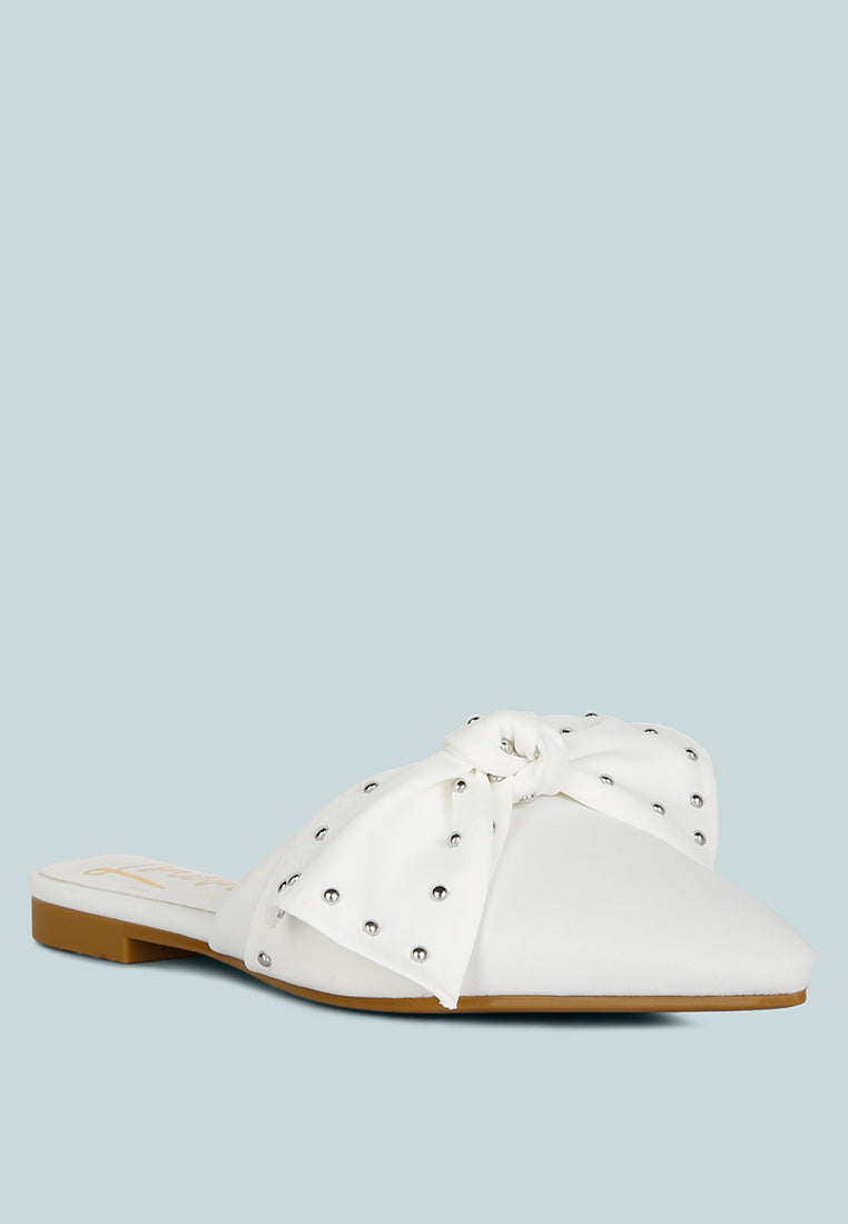 Makeover Studded Bow Flat Mules - Glamourous Grace
