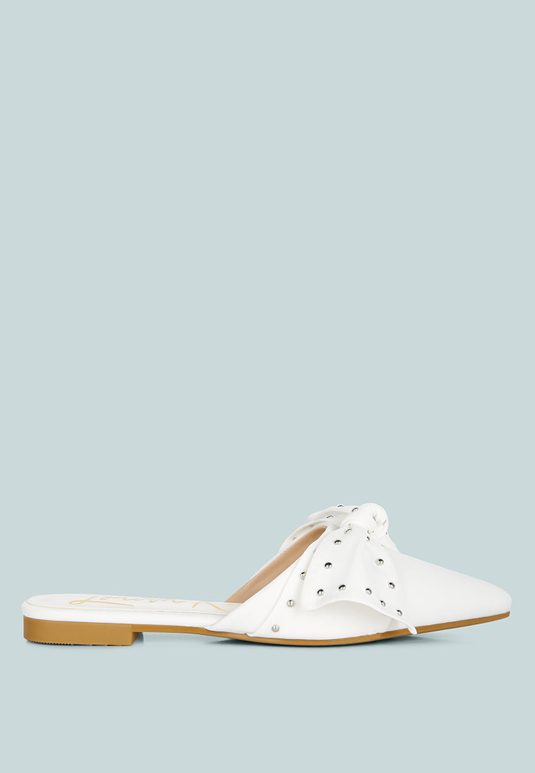 Makeover Studded Bow Flat Mules - Glamourous Grace