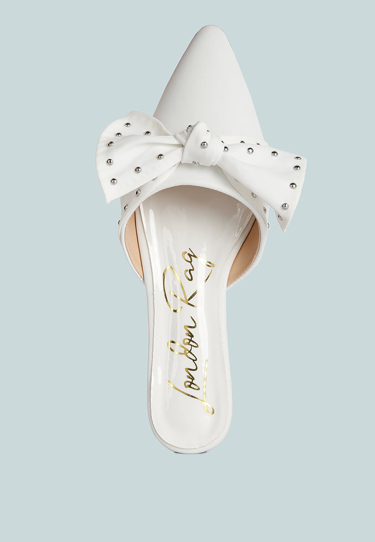 Makeover Studded Bow Flat Mules - Glamourous Grace