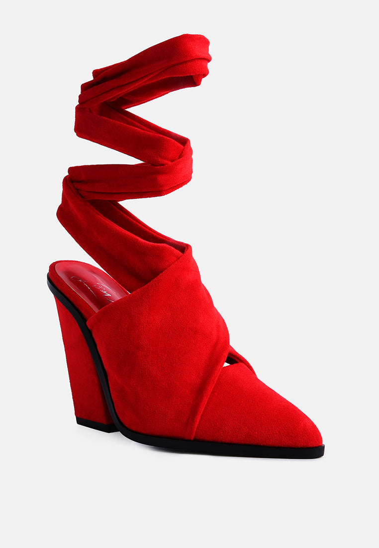 Mama Fav Lace Up Block Heel Mules - Glamourous Grace