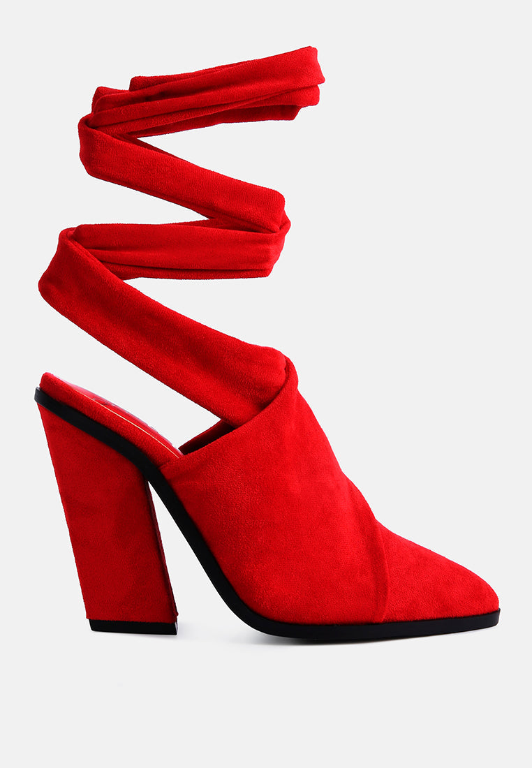 Mama Fav Lace Up Block Heel Mules - Glamourous Grace