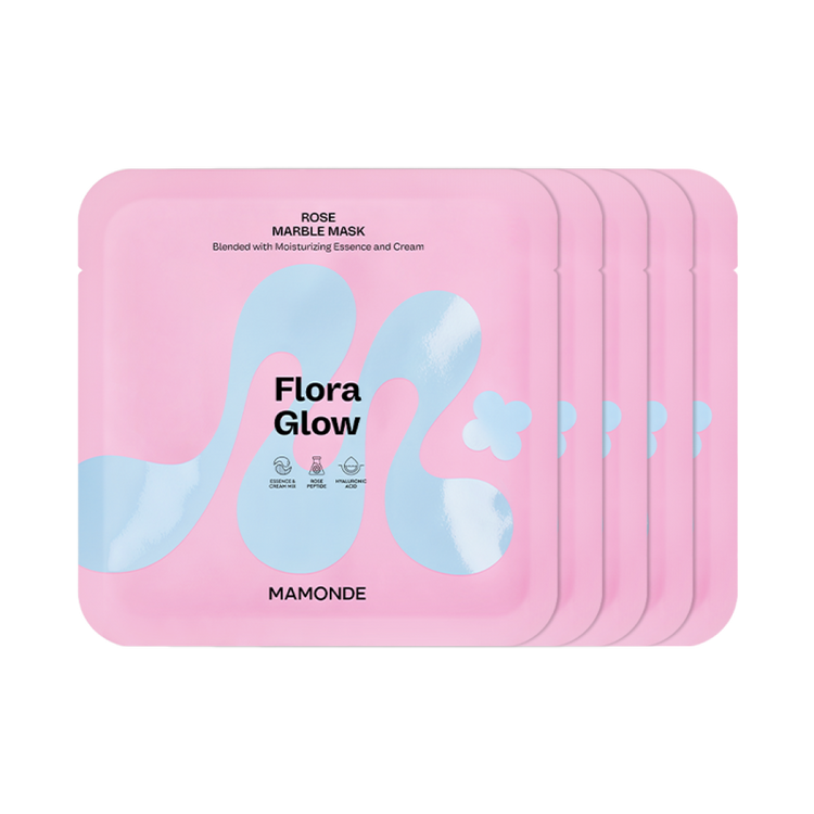 Mamonde Flora Glow Rose Marble Mask 36g X 5ea - Glamourous Grace