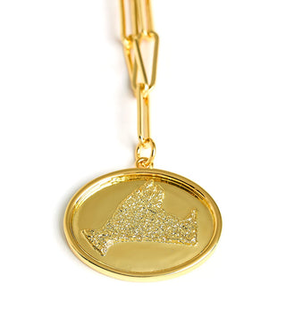Map - Beach Tag Charm Necklace – 18k Gold Plated