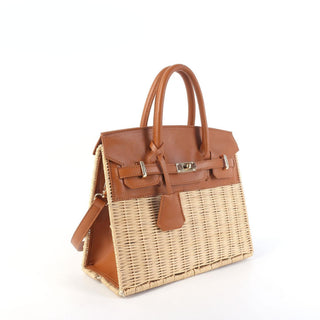 Margo Camel -  Wicker Handbag - Glamourous Grace