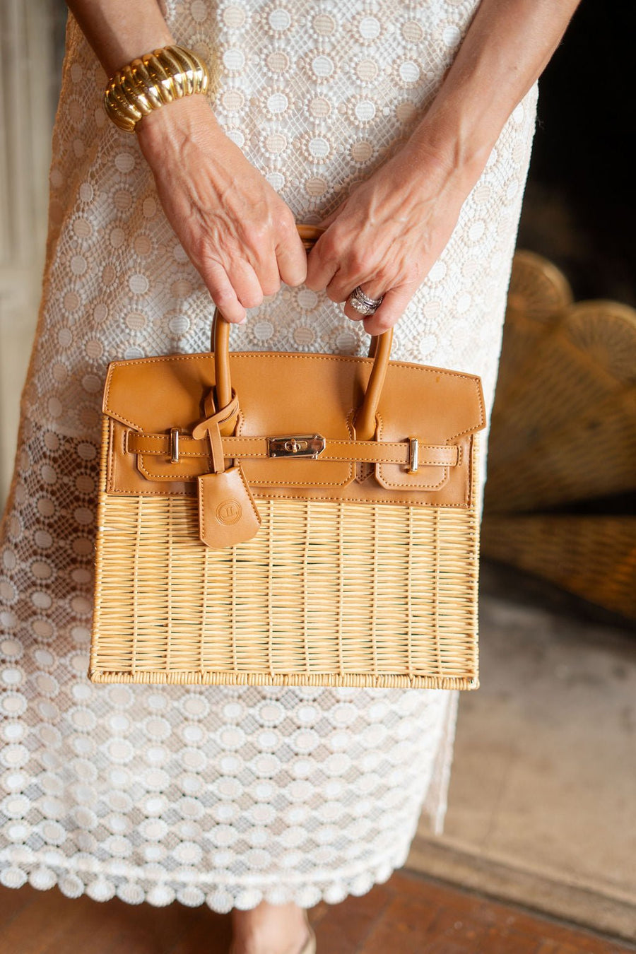 Margo Camel -  Wicker Handbag - Glamourous Grace