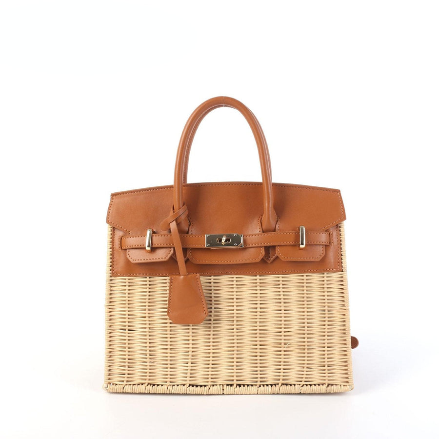 Margo Camel -  Wicker Handbag - Glamourous Grace