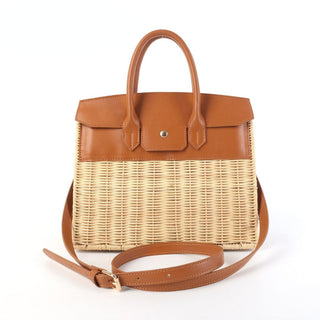 Margo Camel -  Wicker Handbag - Glamourous Grace