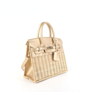 Margo Camel -  Wicker Handbag - Glamourous Grace