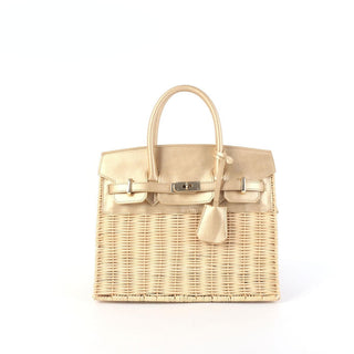 Margo Camel -  Wicker Handbag - Glamourous Grace