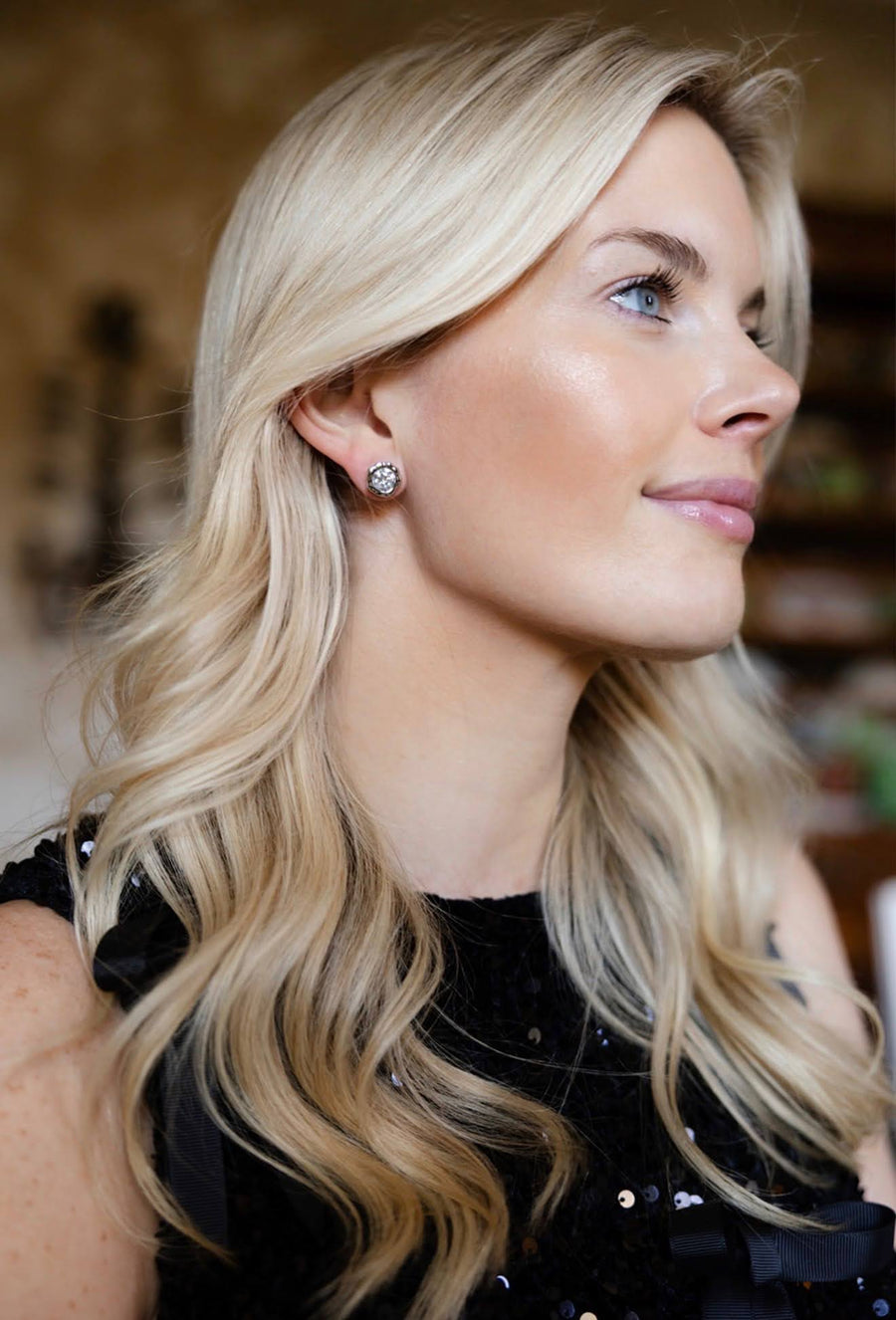 Margot - Bezel Textured Stud Earring - 18k Gold Plated- Darby Clark Collection - Glamourous Grace